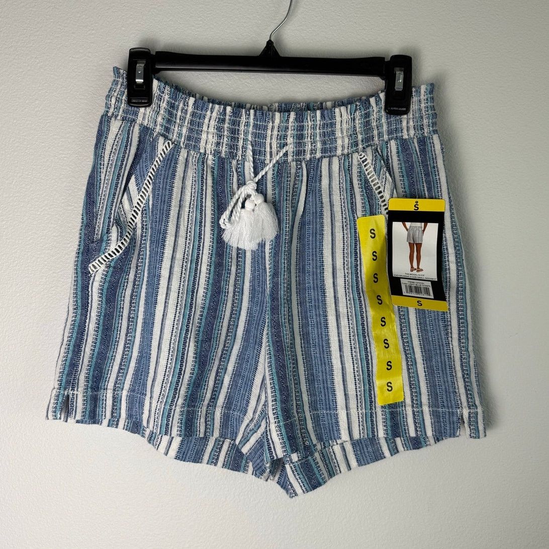 Briggs & Riley NWT Briggs Blue Stripe Linen Shorts, Sz Small Size 28" / US 6 / IT 42 - 1 Thumbnail