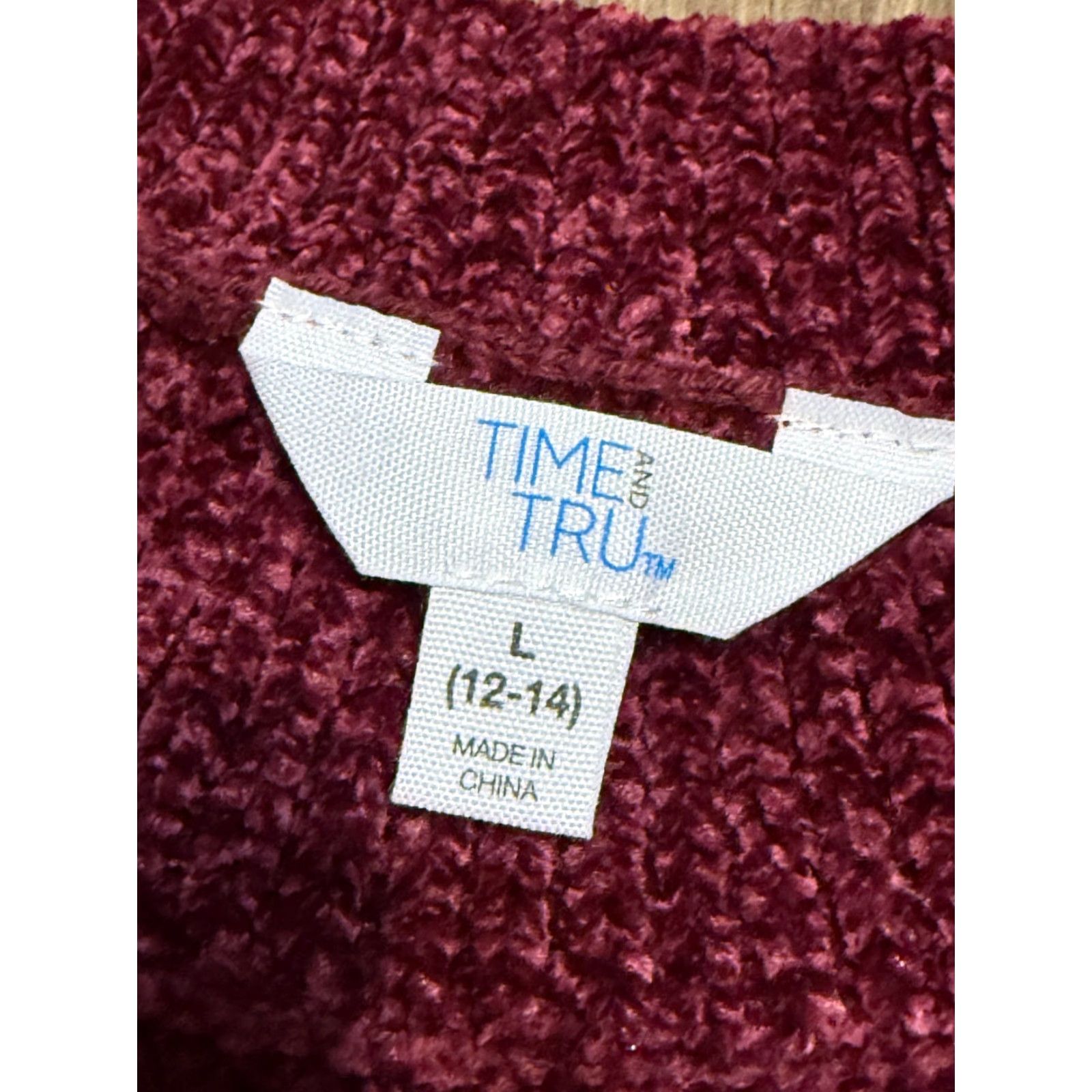 Vintage Time & Tru Sweater Women's Large Purple Crewneck Knit Pullover Size L / US 10 / IT 46 - 6 Thumbnail