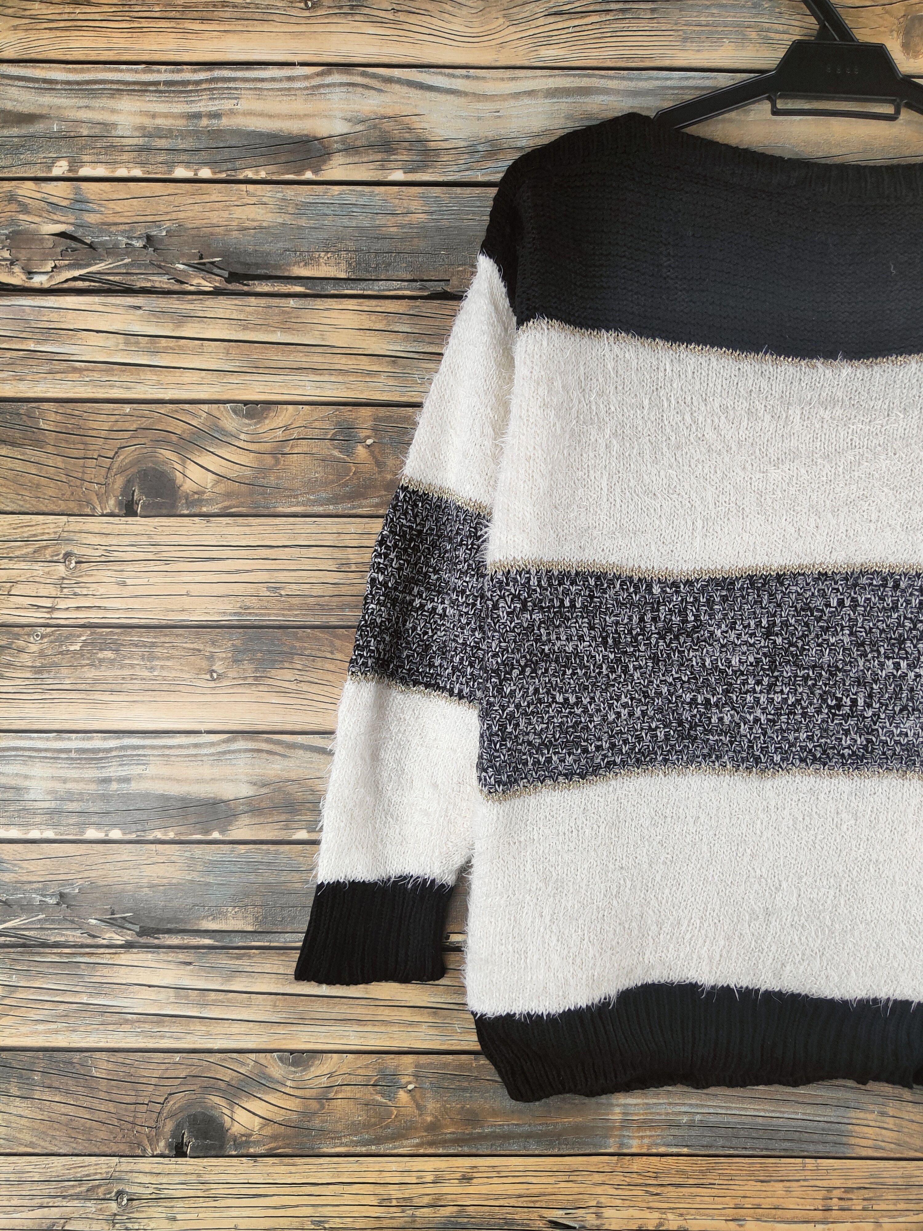 Japanese Brand DL HK Works London Black White Fur Mohair Knitwear #46-908 Size M / US 6-8 / IT 42-44 - 8 Thumbnail