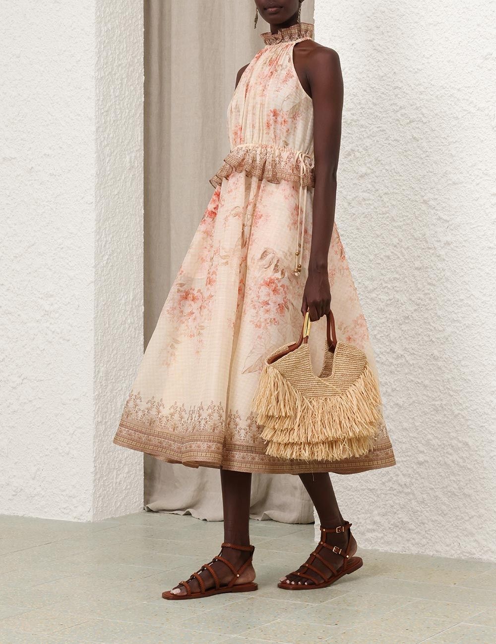 Zimmermann oc11z0226 Illuminate Halter Midi Dress In Multicolor Size S / US 4 / IT 40 - 8 Thumbnail