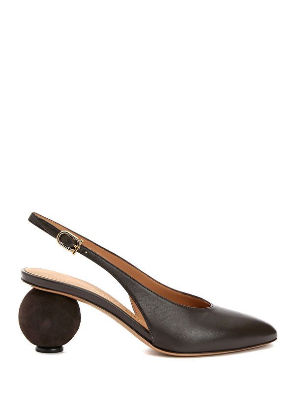 Salvatore Ferragamo o1s1rm0526 Tessie 70 Leather Slingback Pumps in Brown Size US 6 / IT 36 - 1 Thumbnail