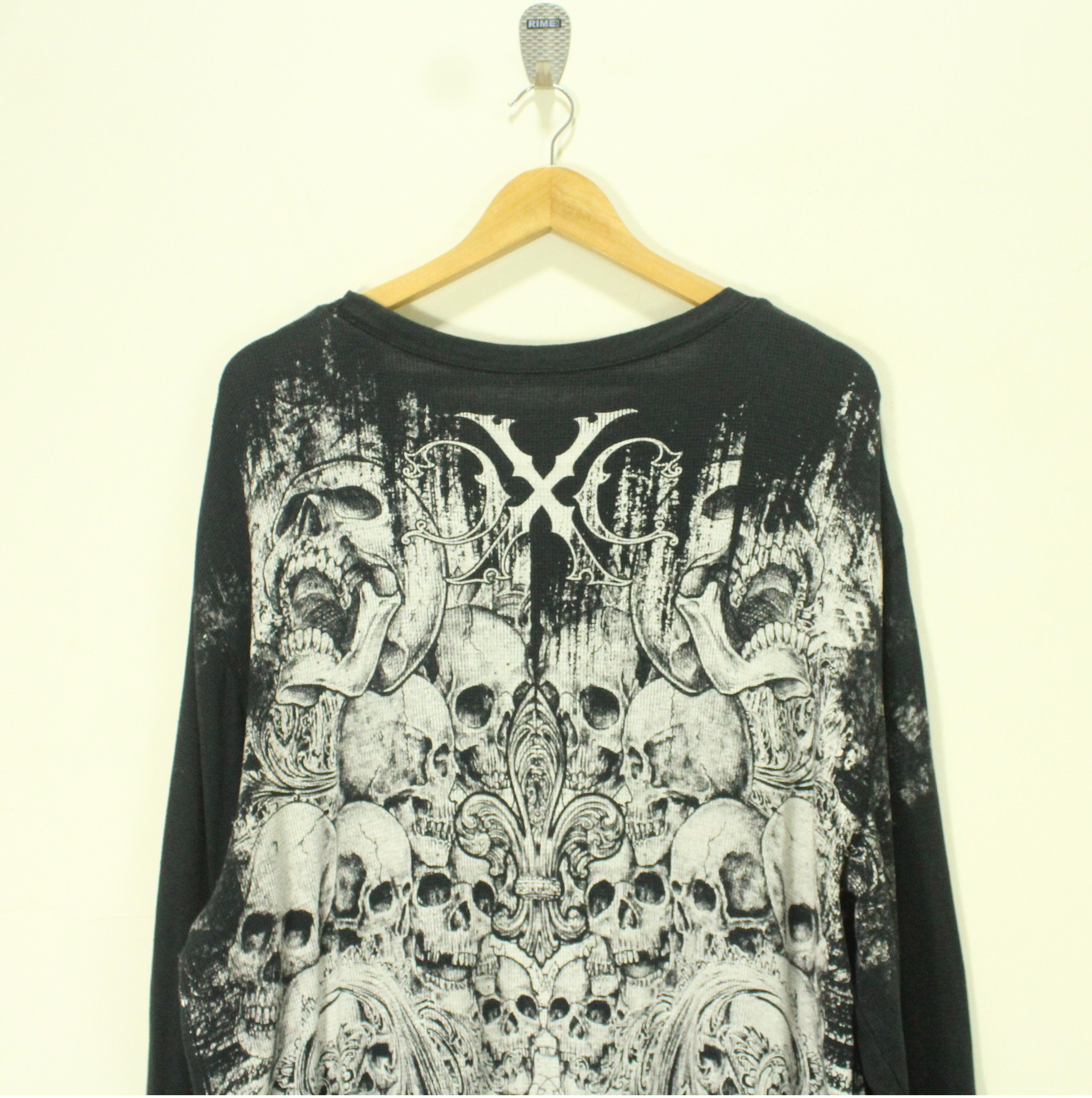 Vintage EXTREME COUTURE Shirt Skull Thermal Graphic Taatoo Size US XXL / EU 58 / 5 - 3 Thumbnail