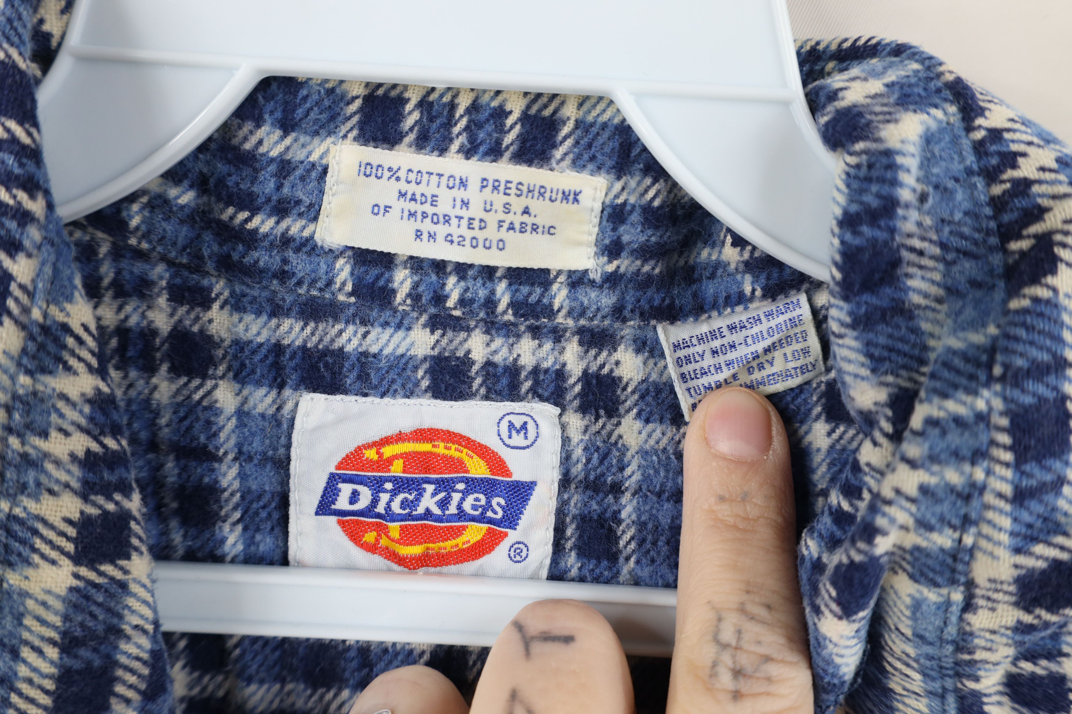Dickies Vintage 70s Dickies Flannel Collared Button Shirt Blue Plaid Size US M / EU 48-50 / 2 - 8 Thumbnail