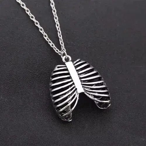 Other Antique Skeleton Ribs Rib Cage Goth Necklace emo skull Size ONE SIZE - 2 Thumbnail