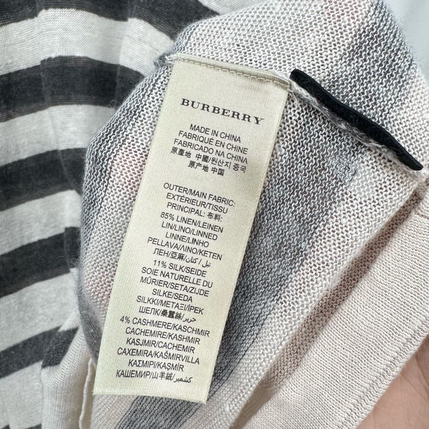 Burberry Burberry Stripe Linen Knit Long Sleeve Size US XL / EU 56 / 4 - 8 Thumbnail