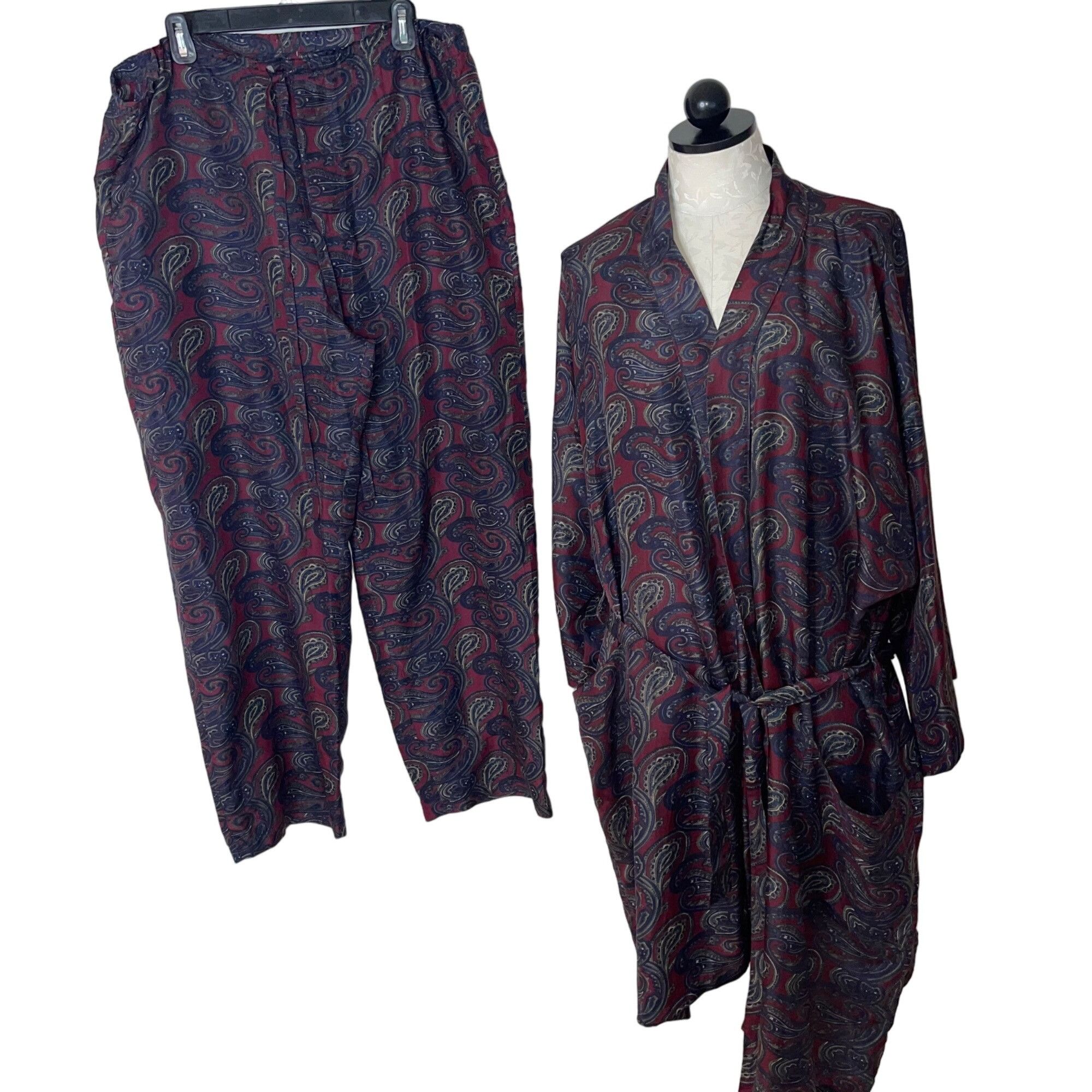 image of La Senza Vintage Mens Robe And Pant Set Size Large