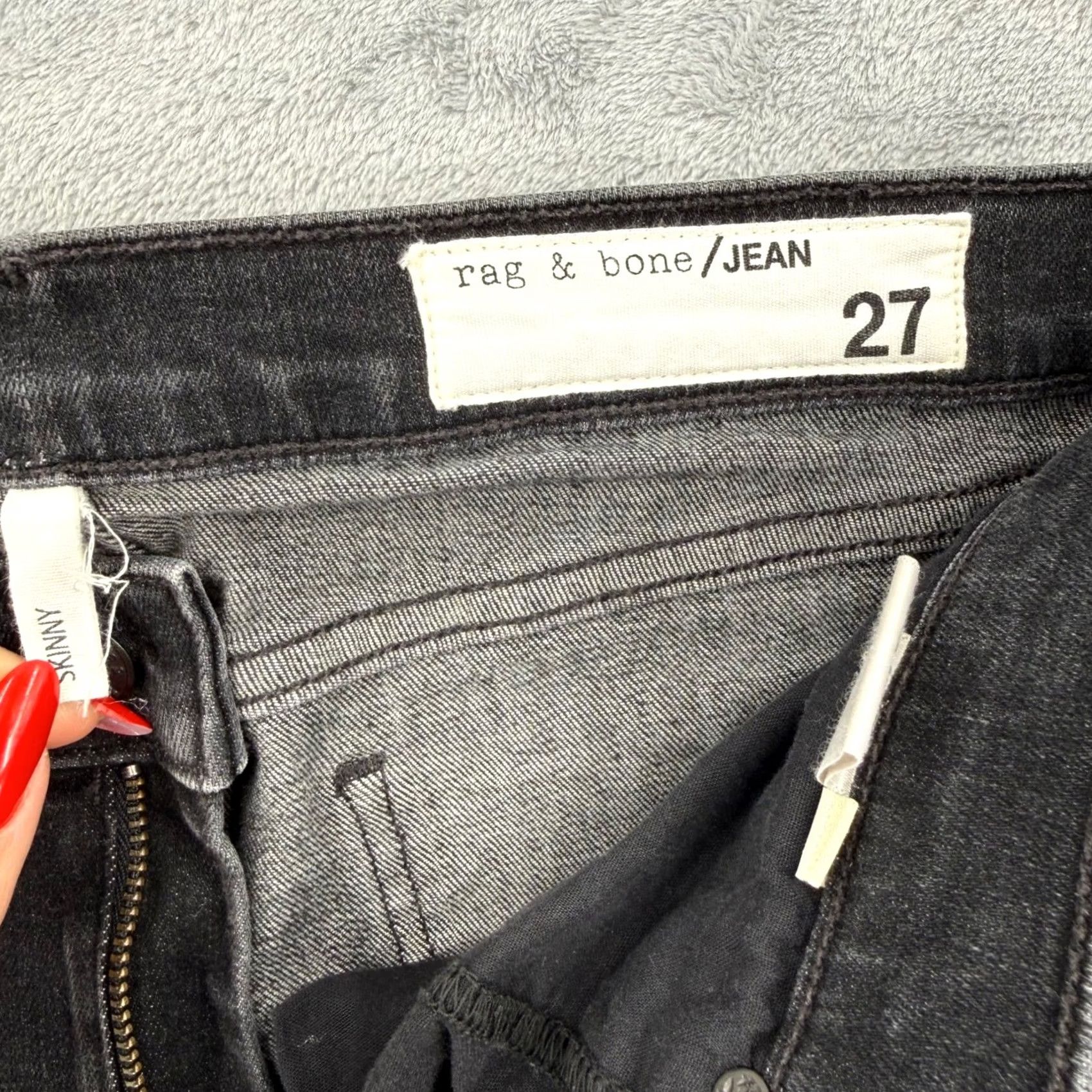 Rag & Bone rag & bone Skinny Jeans Concrete Black Raw Hem Womens Size 27 Size 27" / US 4 / IT 40 - 5 Thumbnail
