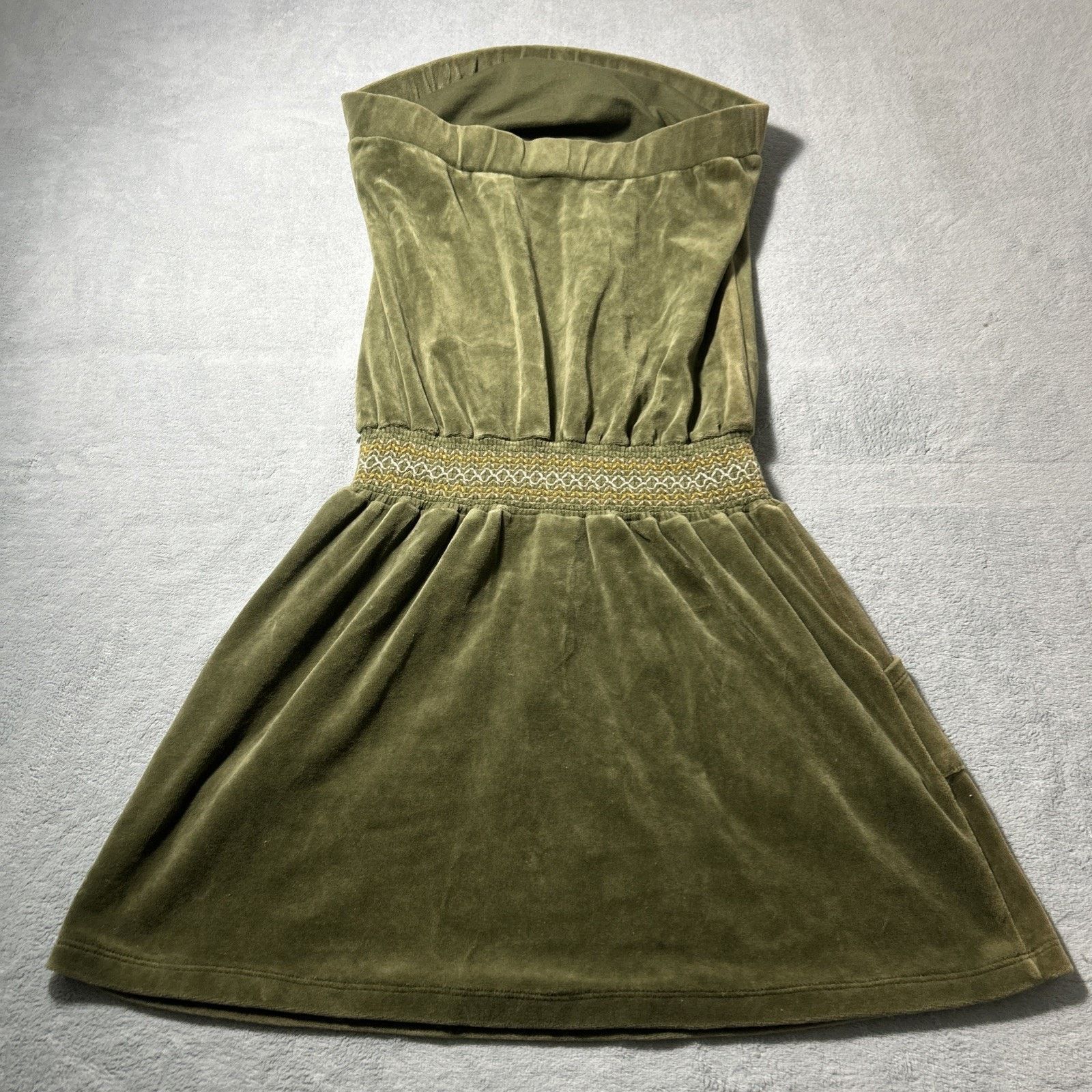 Mossimo Peplum Top Velour Dress Skirt One Piece Womens Medium Green Size 22" - 2 Thumbnail