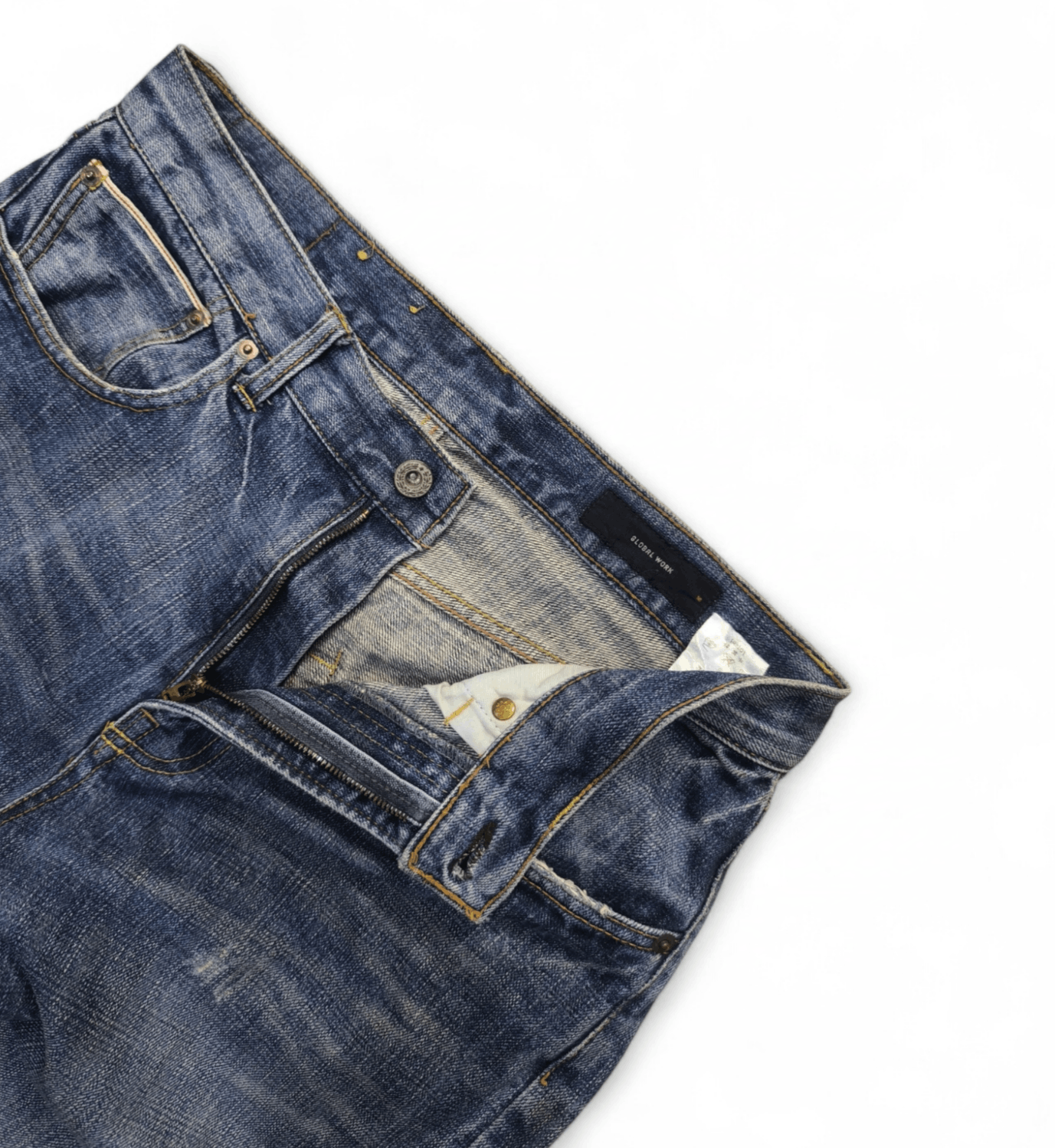 Global Work × Japanese Brand × Vintage GLOBAL WORK DISTRESSED SELVEDGE DENIM Size US 32 / EU 48 - 5 Thumbnail