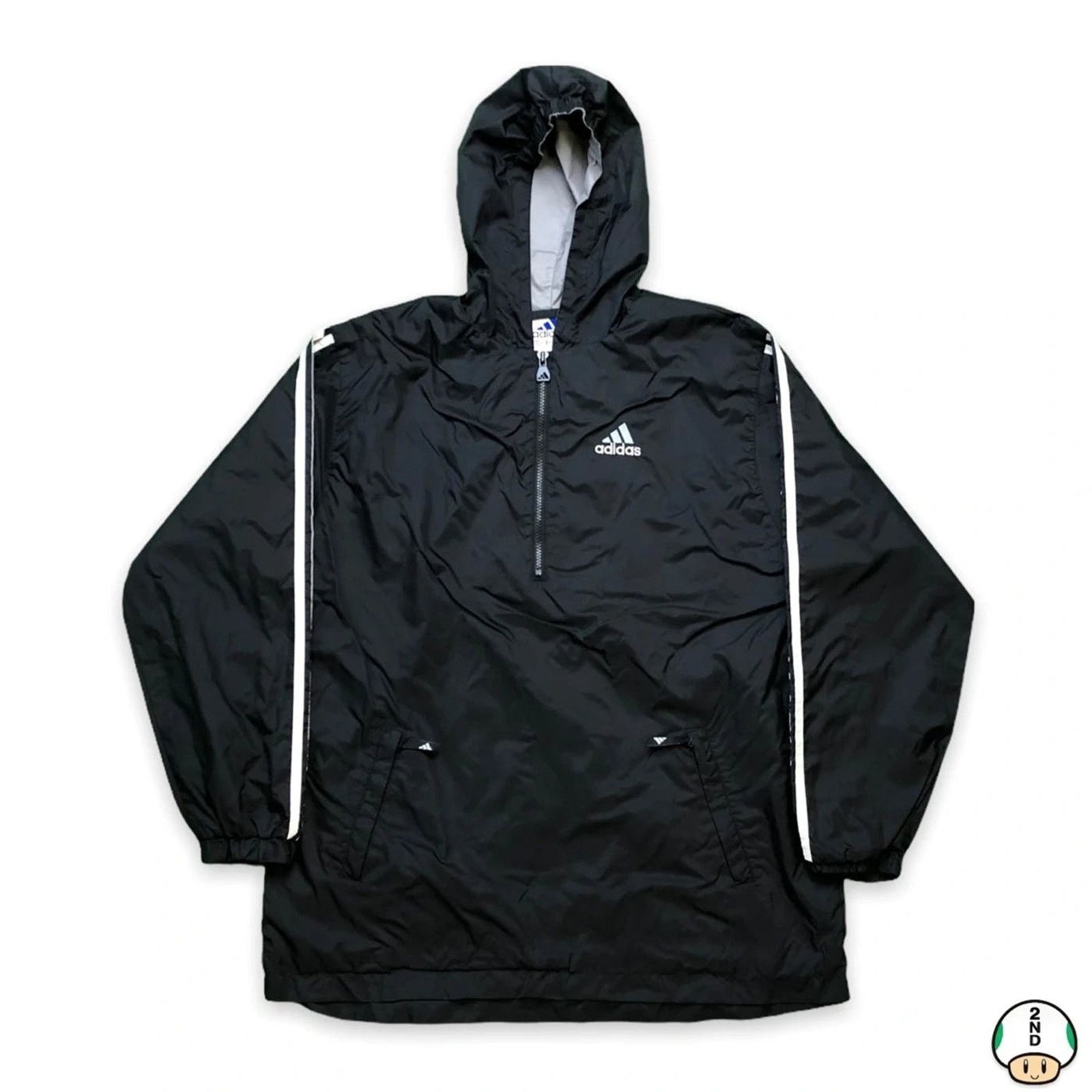 Adidas × Vintage Adidas Jacket XL Stripe Spell Out 1/4 Zip 90s Windbreaker Size US XL / EU 56 / 4 - 1 Thumbnail