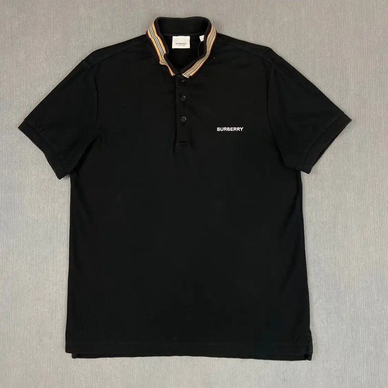 Burberry Burberry Black Cotton Women's T-Shirt with Striped Collar Size M / US 6-8 / IT 42-44 - 1 Thumbnail