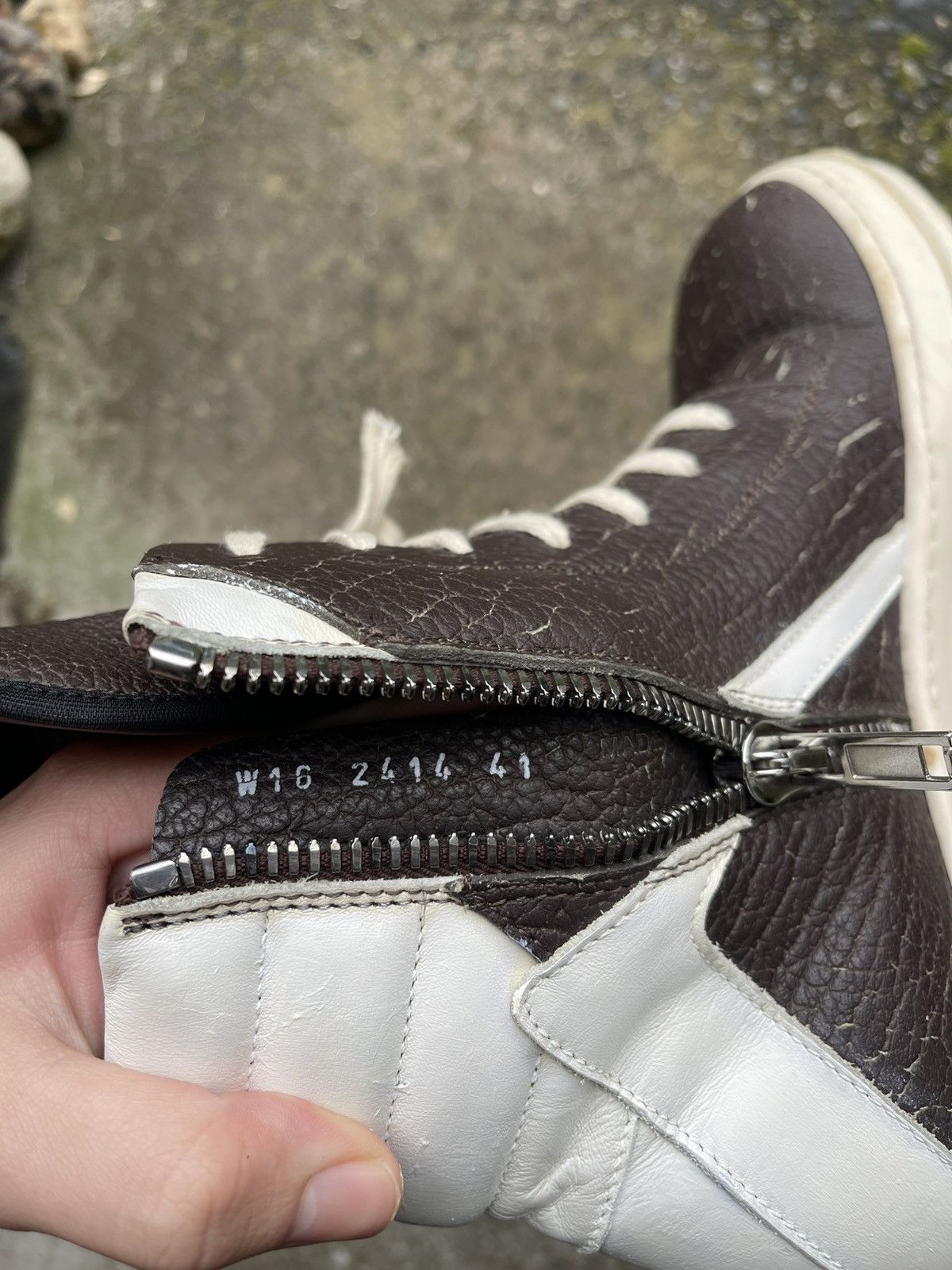 Rick Owens steal 2016 Cracked Brown leather Geobaskets Size US 8 / EU 41 - 6 Thumbnail