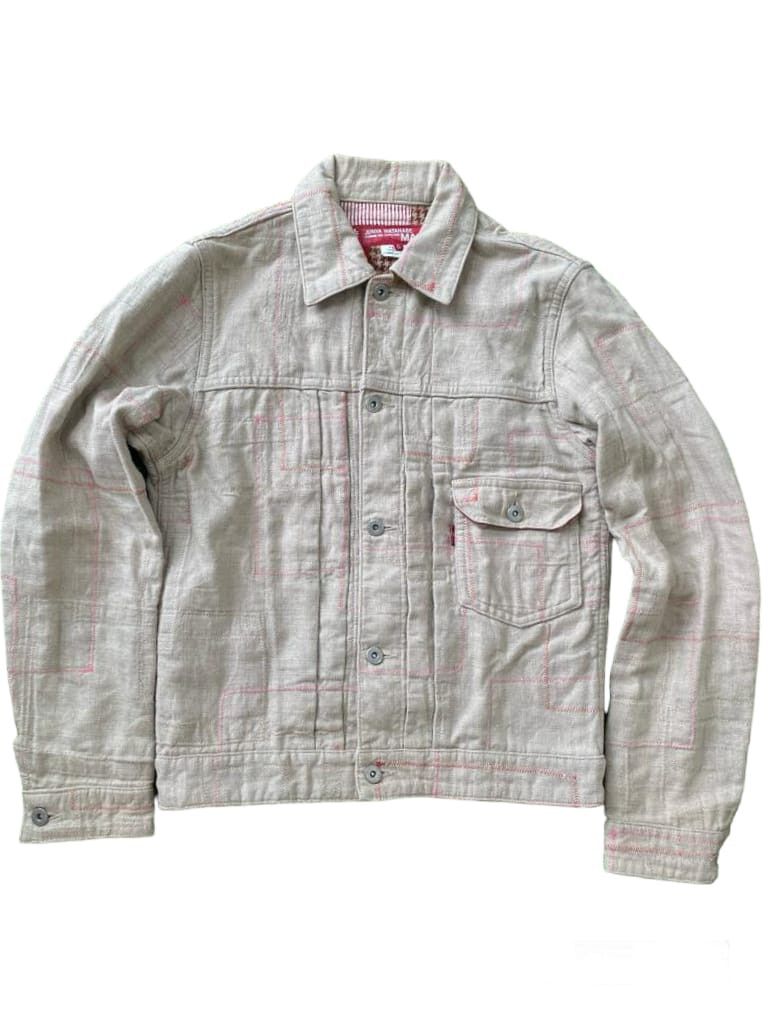 image of Junya Watanabe Reversible Patchwork Canvas Jacket Levis in Cream, Men's (Size Small)