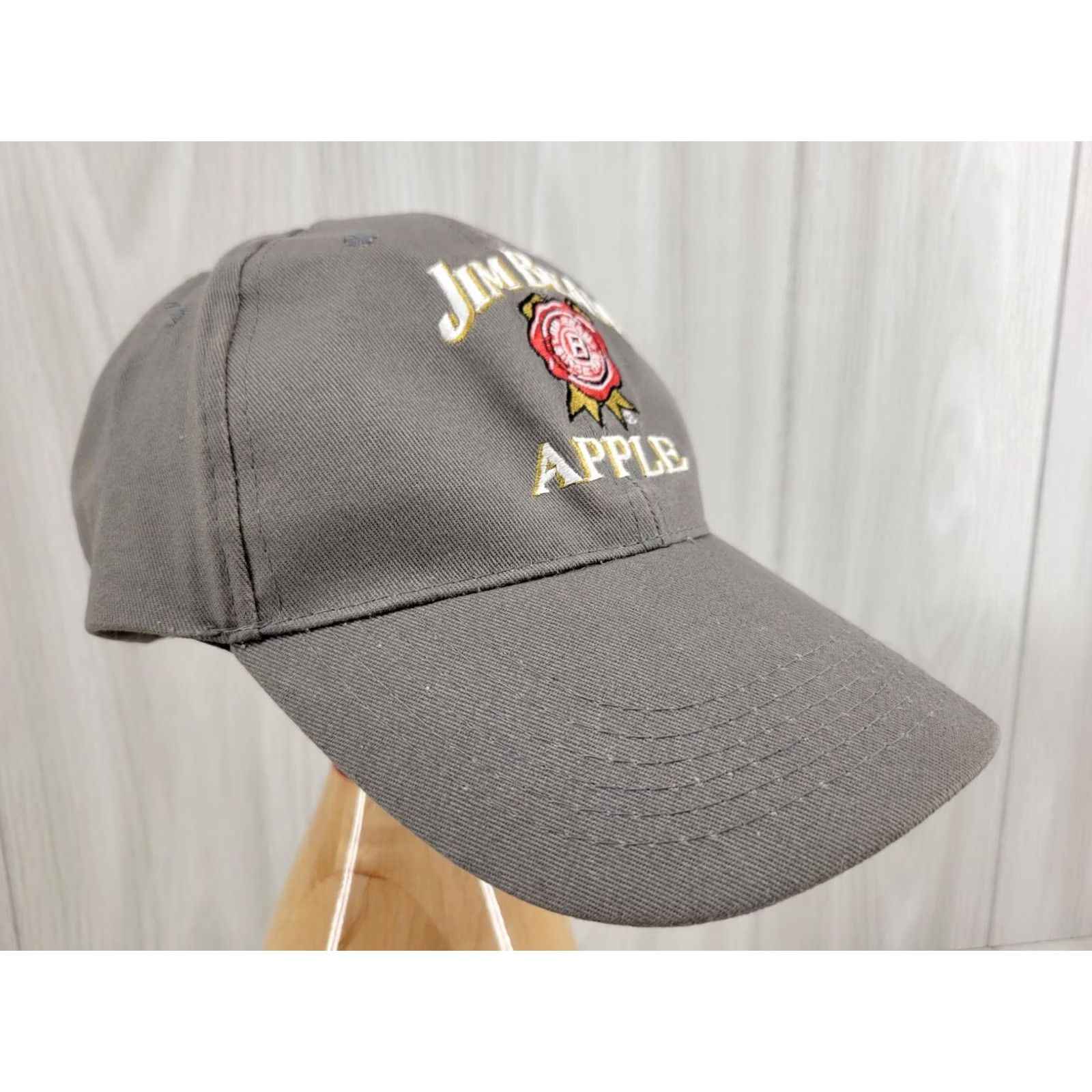 Apple Jim Beam Apple Mens Trucker Hat Adjustable Cap Embroidered Gray One Size Fits All Logo Size ONE SIZE - 4 Thumbnail