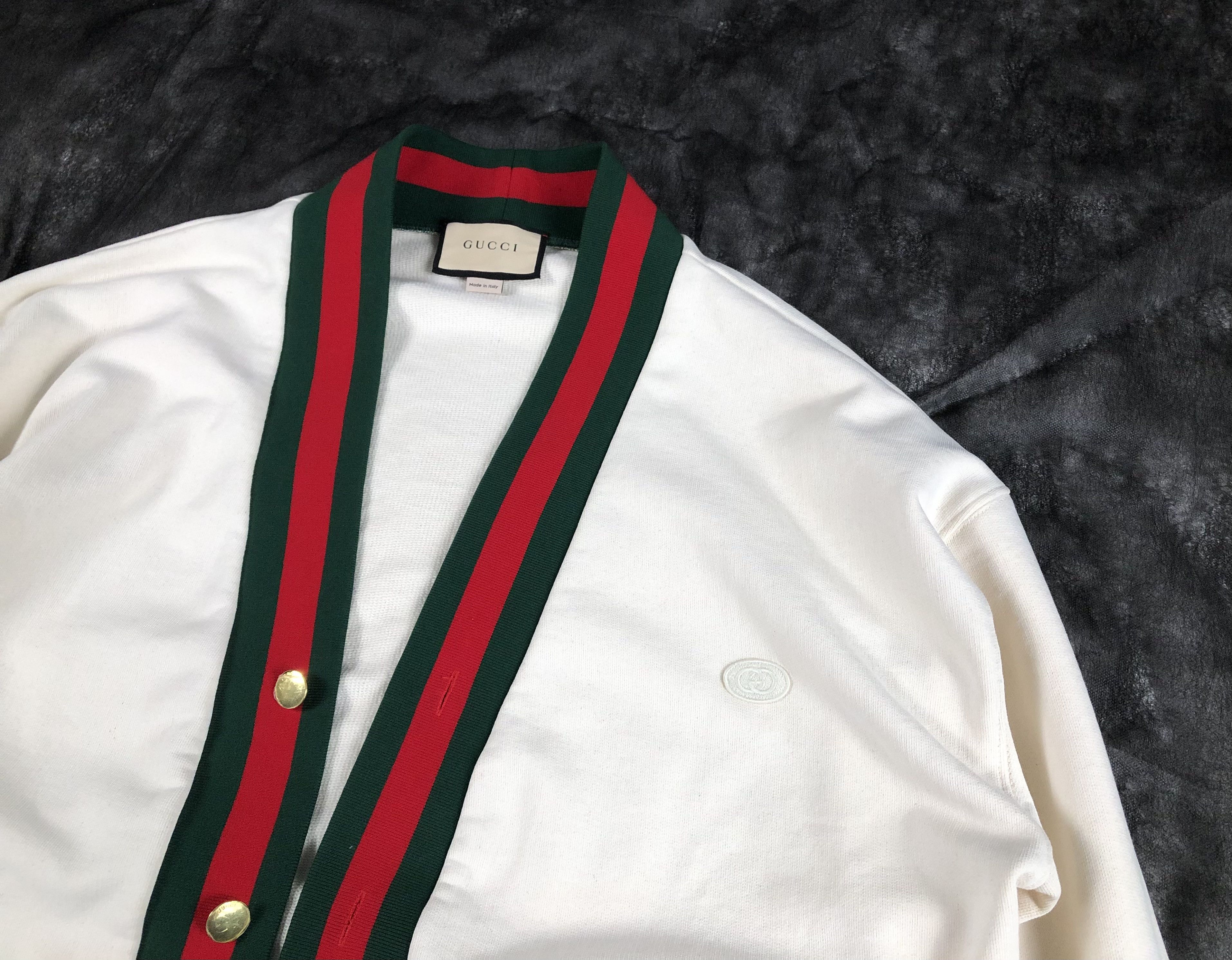 Gucci Gucci Cotton Jersey Cardigan With Web Detail Size US L / EU 52-54 / 3 - 2 Thumbnail