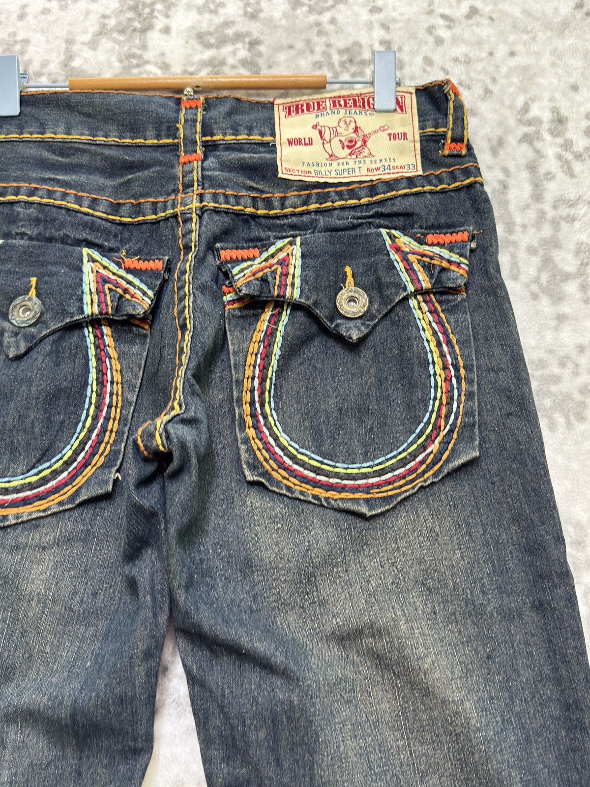 True Religion True Religion Billy Super T Rainbow Stitch Straight Leg Size US 33 - 11 Thumbnail