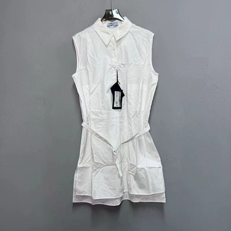 Prada Prada White belt sleeveless dress 2503-Nextarrow Size S / US 4 / IT 40 - 1 Thumbnail