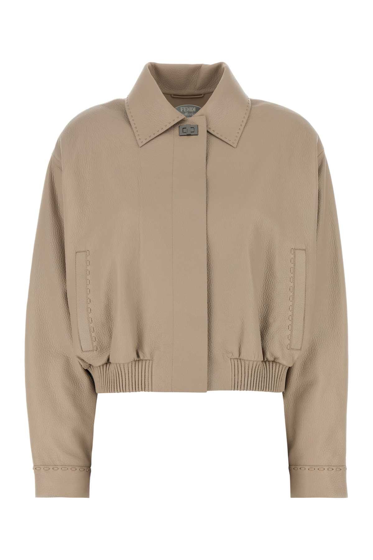 Fendi Cappuccino Leather Jacket Size S / US 4 / IT 40 - 1 Thumbnail