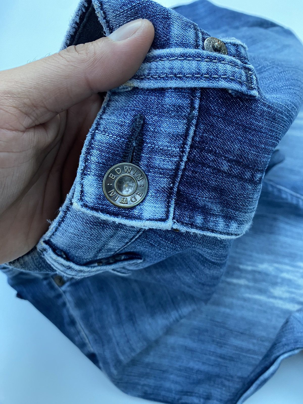 Edwin × Vintage Vintage Edwin Blue Distressed Denim Size US 33 - 12 Thumbnail