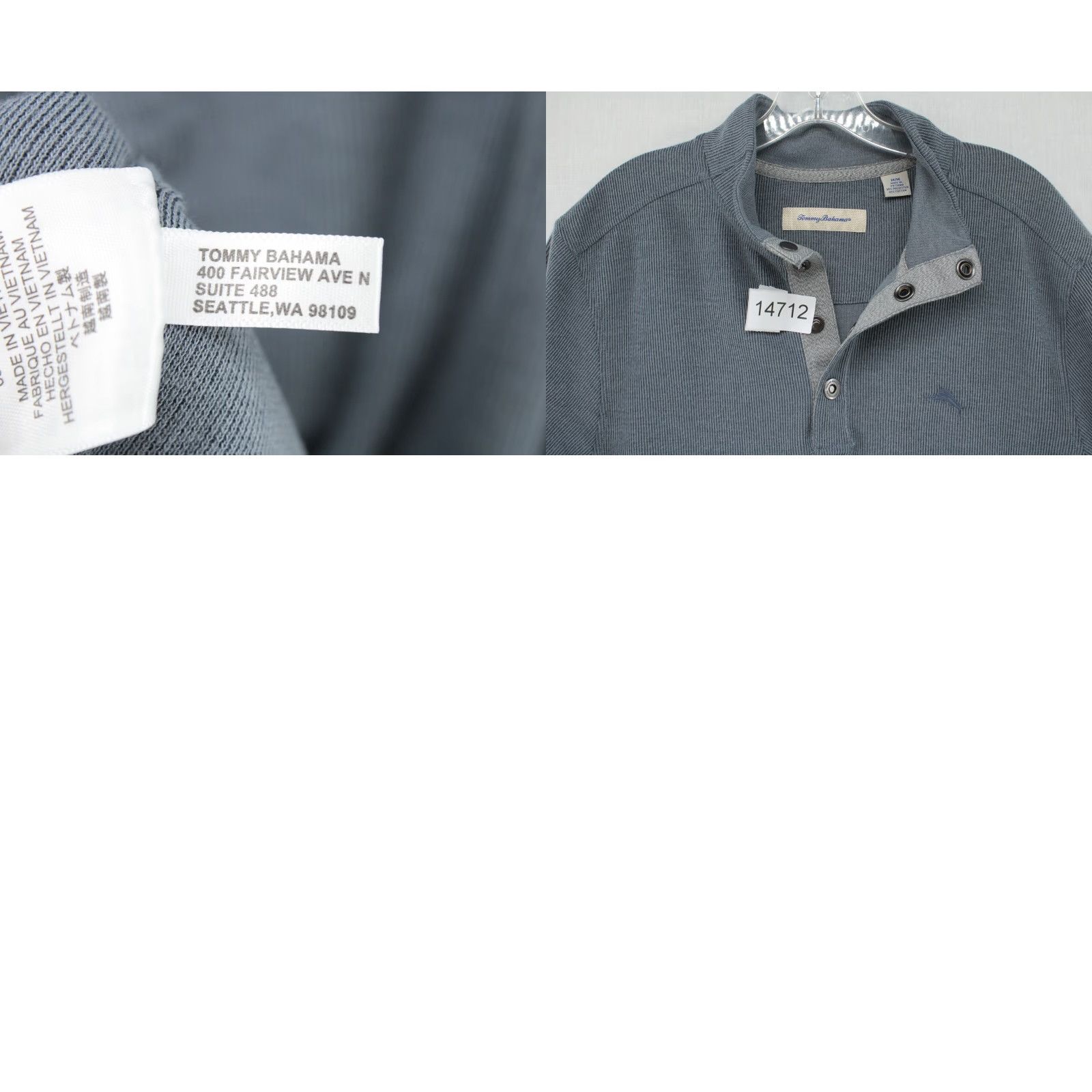 Tommy Bahama Tommy Bahama Ribbed Sweater Men's Medium Gray 1/4 Snap Mock Work Modern Outdoors Size US M / EU 48-50 / 2 - 8 Thumbnail