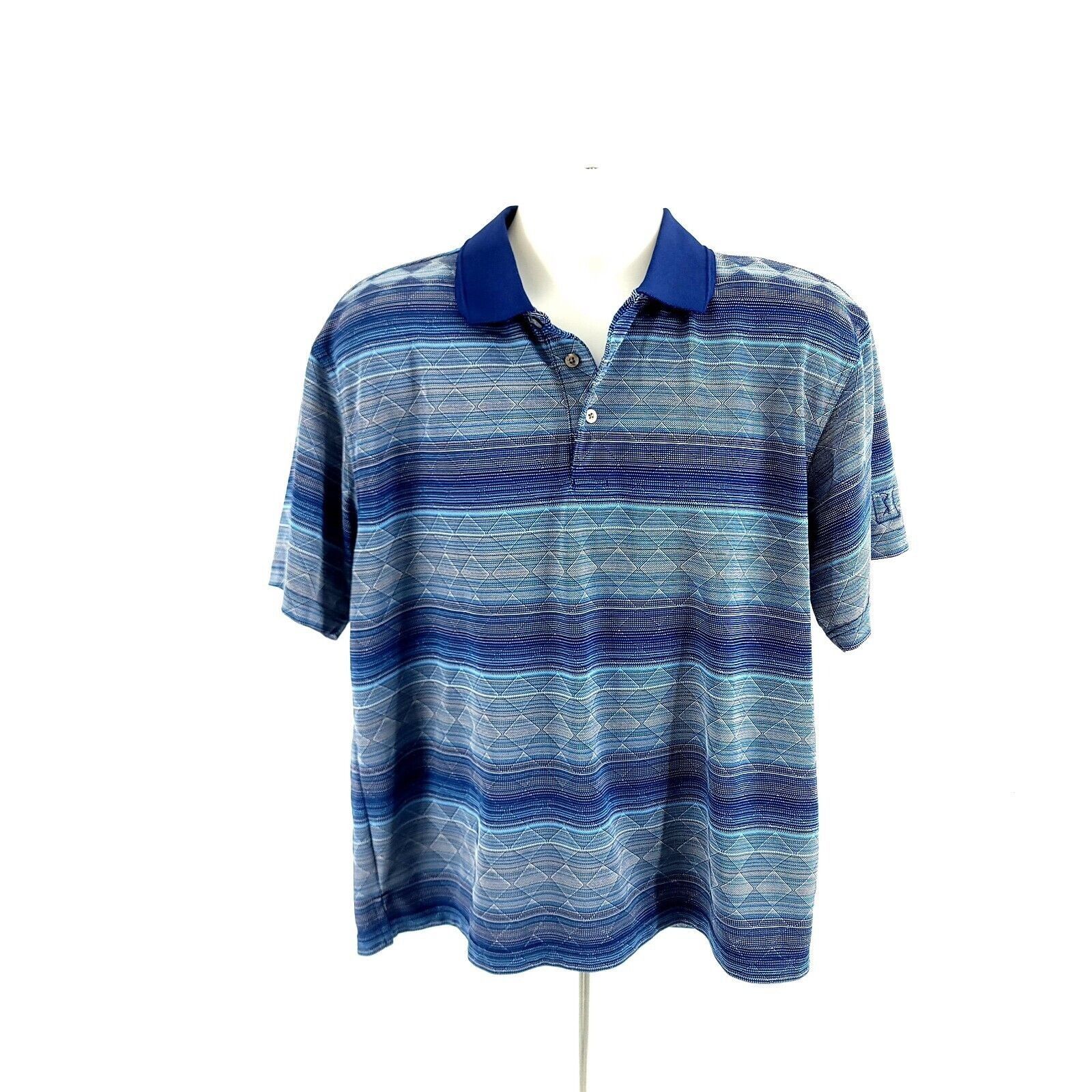 PGA Tour PGA Tour Large Blue Striped Textured Polyester Collared Polo Size US L / EU 52-54 / 3 - 2 Thumbnail