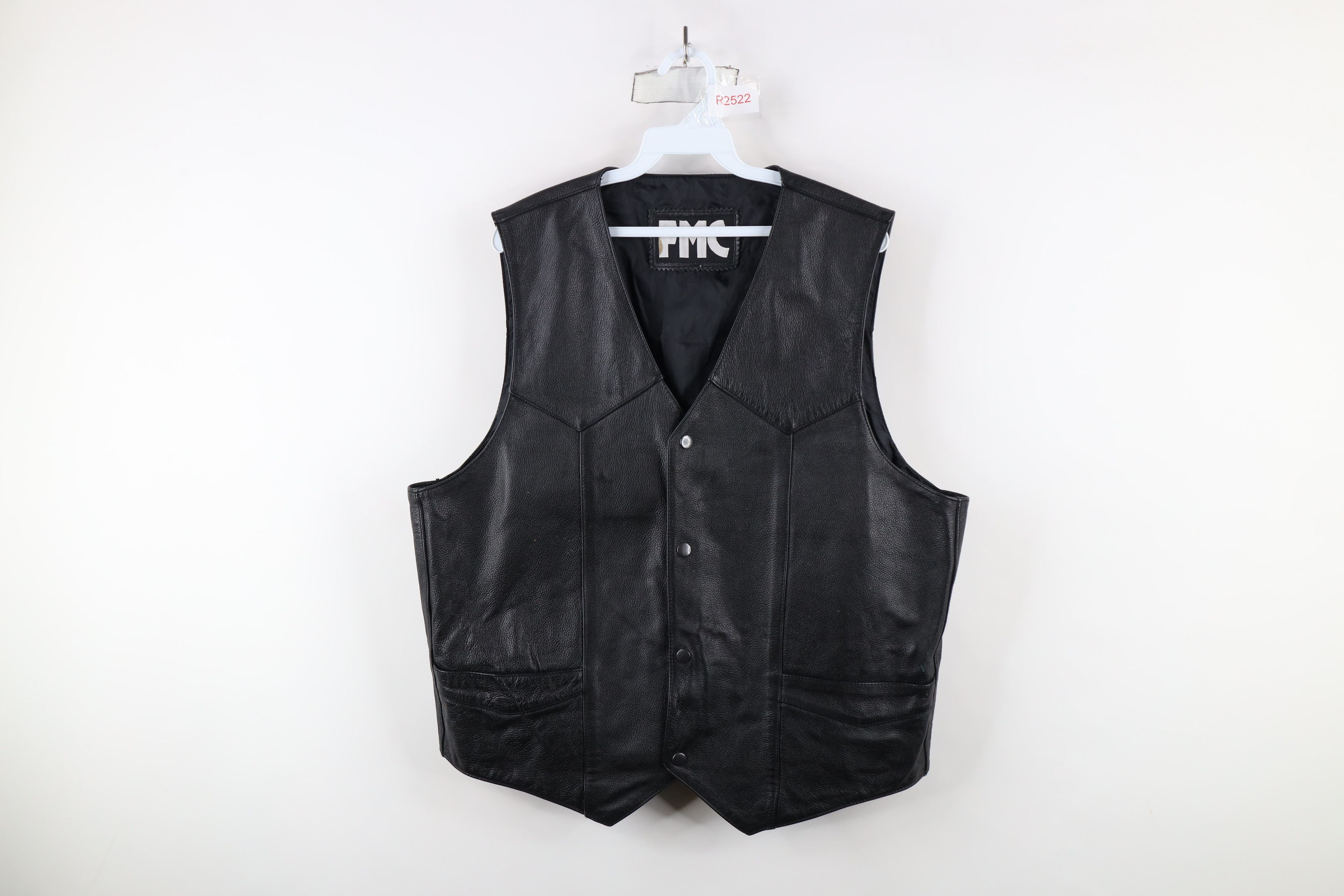 Vintage Vintage 90s Streetwear Leather Motorcycle Vest Jacket Black Size US XL / EU 56 / 4 - 1 Thumbnail