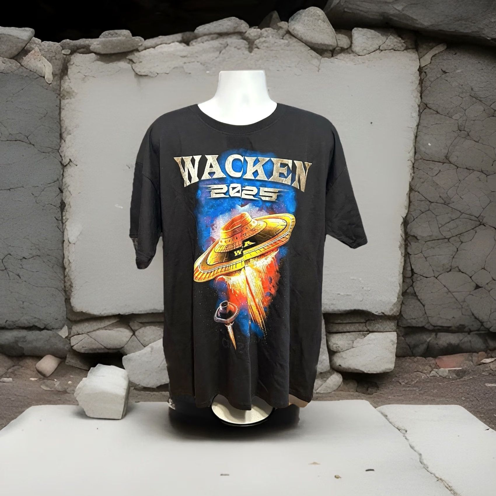 Fruit Of The Loom Wacken 2025 Men's 2XL Black Short Sleeve T-Shirt - Metal Madness Logo Graphic Size US XXL / EU 58 / 5 - 6 Thumbnail