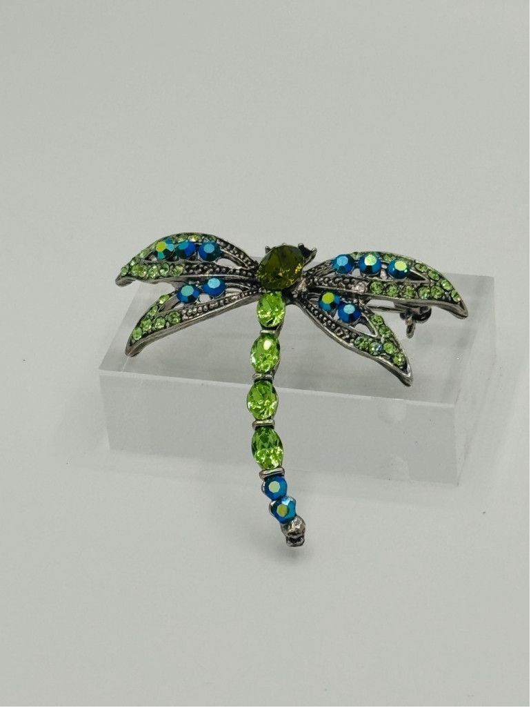 Other Dragonfly Rhinestone Brooch – Green & Blue Sparkle, 2" Pin Size ONE SIZE - 2 Thumbnail
