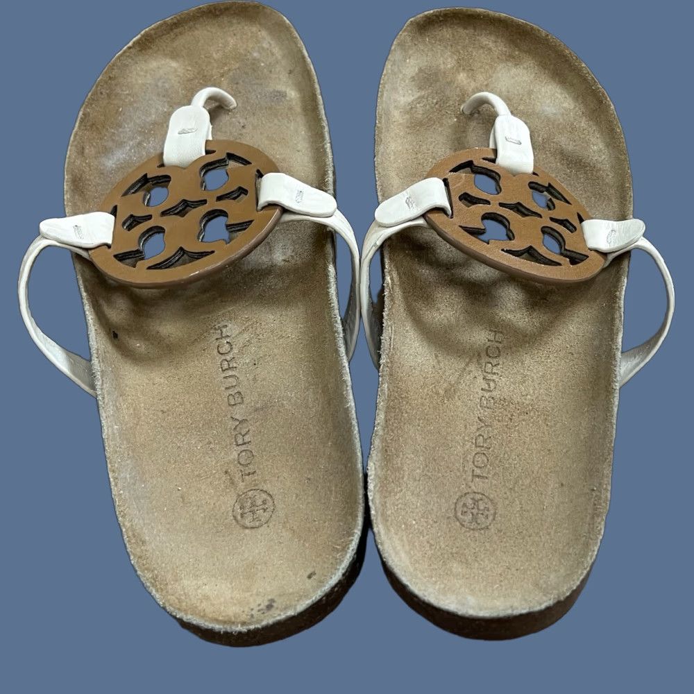 Tory Burch Tory Burch Miller Cloud Leather Sandal Brown 9 Flip Flops Women Sandal Flat Slip On Rubber Leather Straps Logo Miller Cloud Size US 9 / IT 39 - 1 Thumbnail