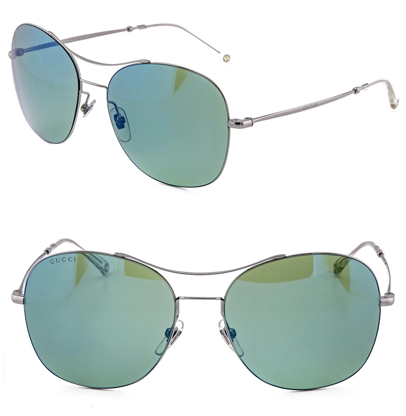 Gucci GUCCI TECHNO 0501 Round GG0501S Gray Green Sunglasses 4253 Size ONE SIZE - 1 Thumbnail