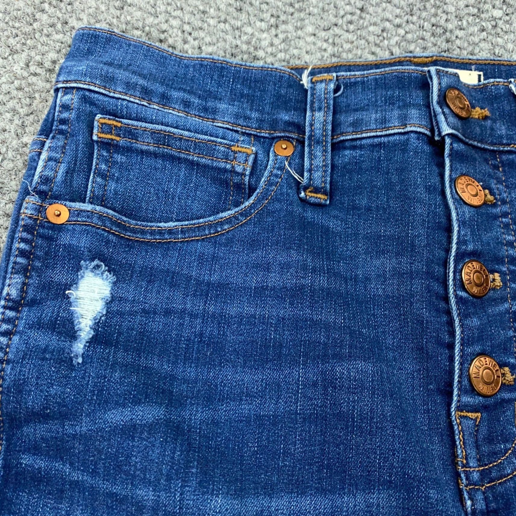 Madewell Madewell Capri Jeans Womens Size 28 Blue High Rise Skinny Button Fly Raw Hem Size 28" / US 6 / IT 42 - 3 Thumbnail