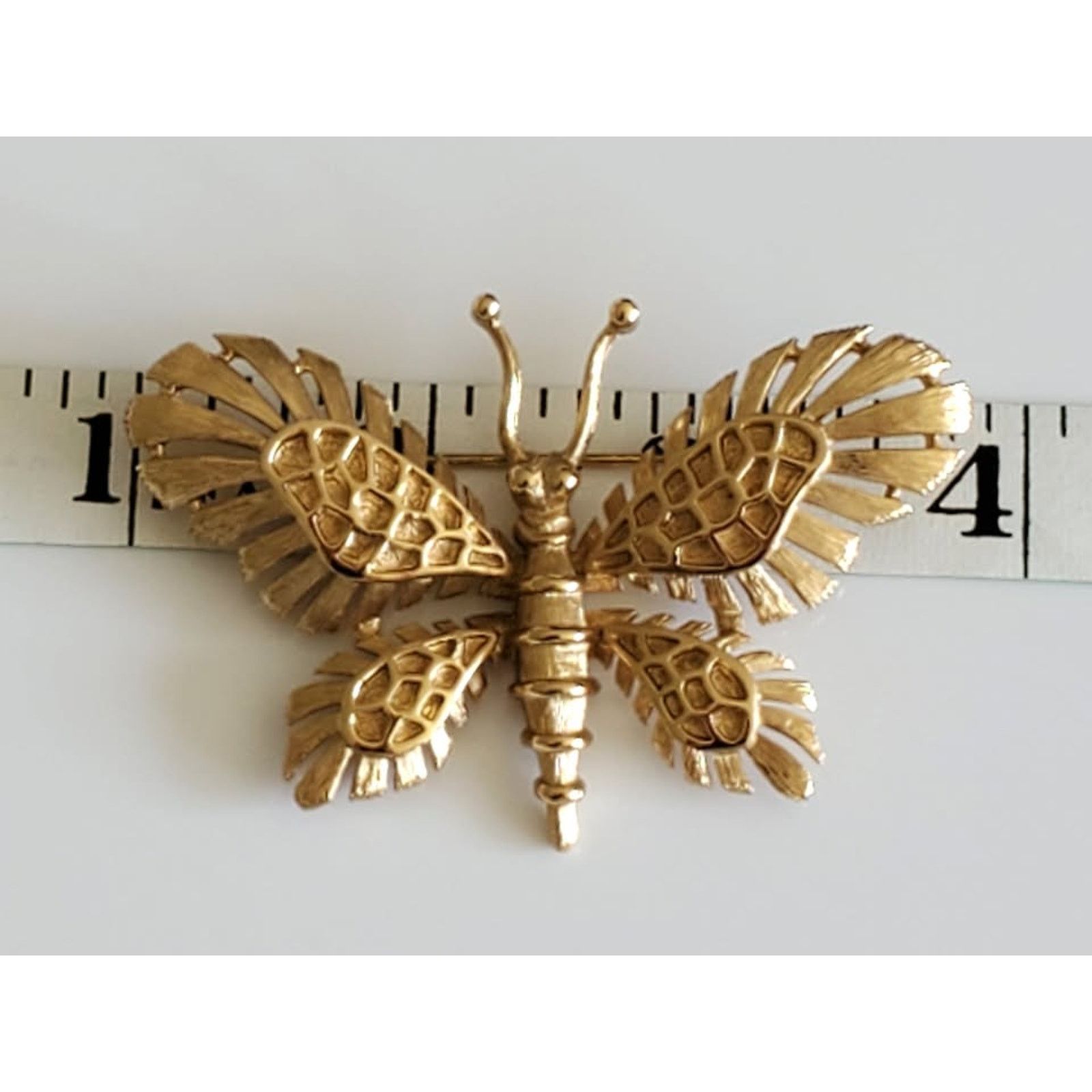Monet Vintage Monet Signed Goldtone Metal Figural Butterfly Brooch Size ONE SIZE - 6 Thumbnail