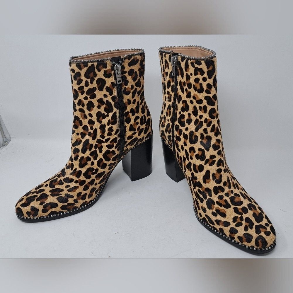 Coach NWT Coach Drea Ankle Boots Bootie Zip Shoes Heels Leopard C Size US 8 / IT 38 - 2 Thumbnail