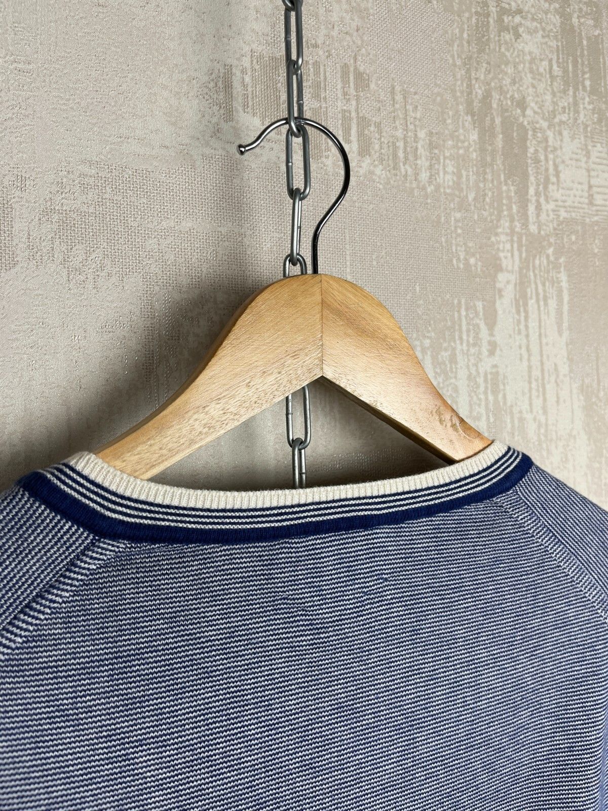 Hackett Hackett London V-neck Striped All Cotton Sweater Size US L / EU 52-54 / 3 - 17 Thumbnail