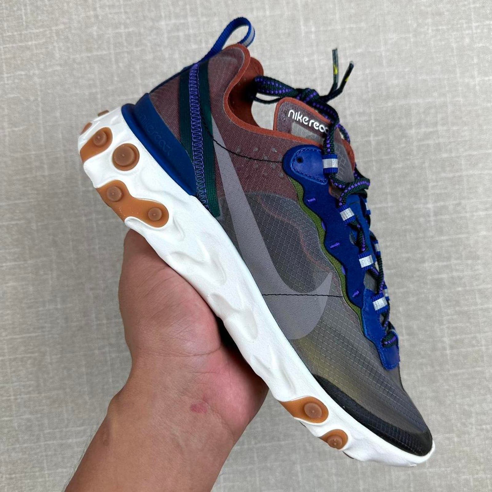 image of Nike React Element 87 Dusty Peach Shoes in Blue, Men's (Size 7.5)