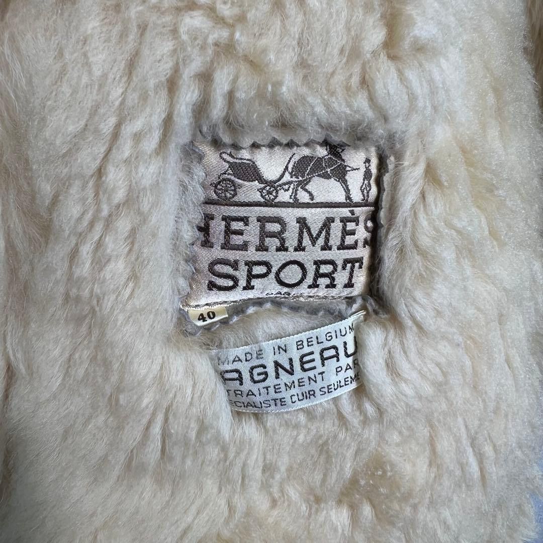 Hermes VINTAGE HERMES SPORT suede & shearling cream collared coat Size S / US 4 / IT 40 - 4 Thumbnail