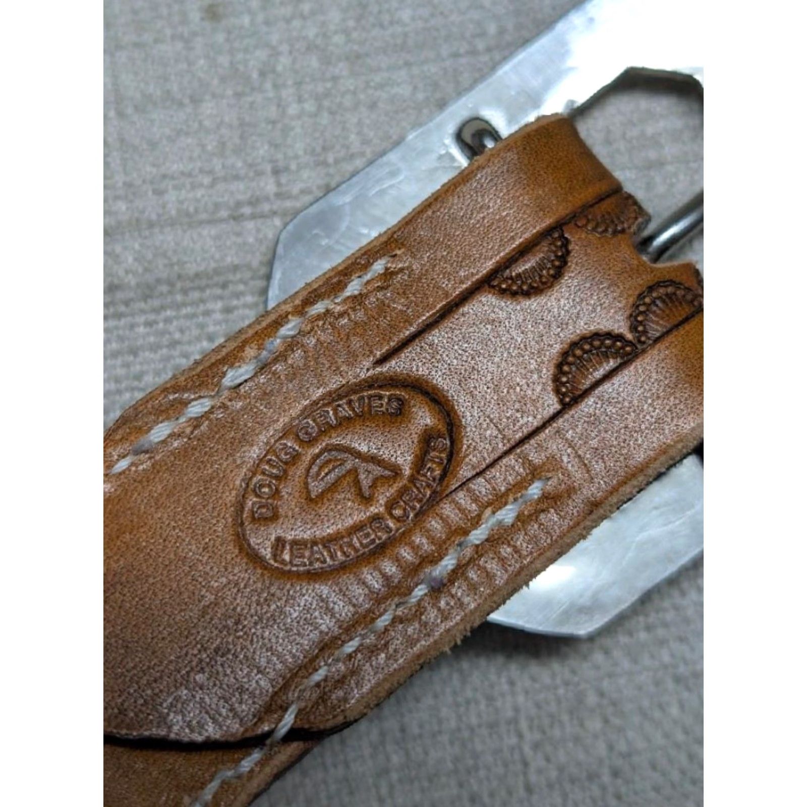 Vintage VINTAGE Doug Graves Handcrafted Western Belt 32 Brown Cowhide Leather Belt Mens Cartridge WestErn Size 32 - 4 Thumbnail