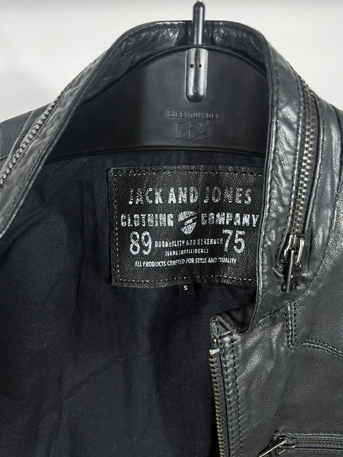 Jack & Jones Jack & Jones Black Goat Leather Biker Jacket Size S Size US S / EU 44-46 / 1 - 8 Thumbnail