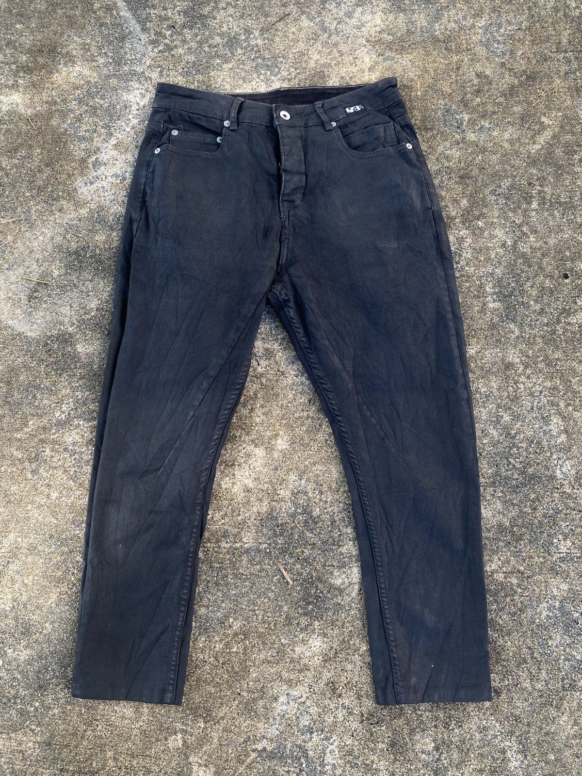 Rick Owens Drkshdw Rick Owens Drkshdw Blax Wax Creatch Cut Pant Size US 30 / EU 46 - 1 Thumbnail