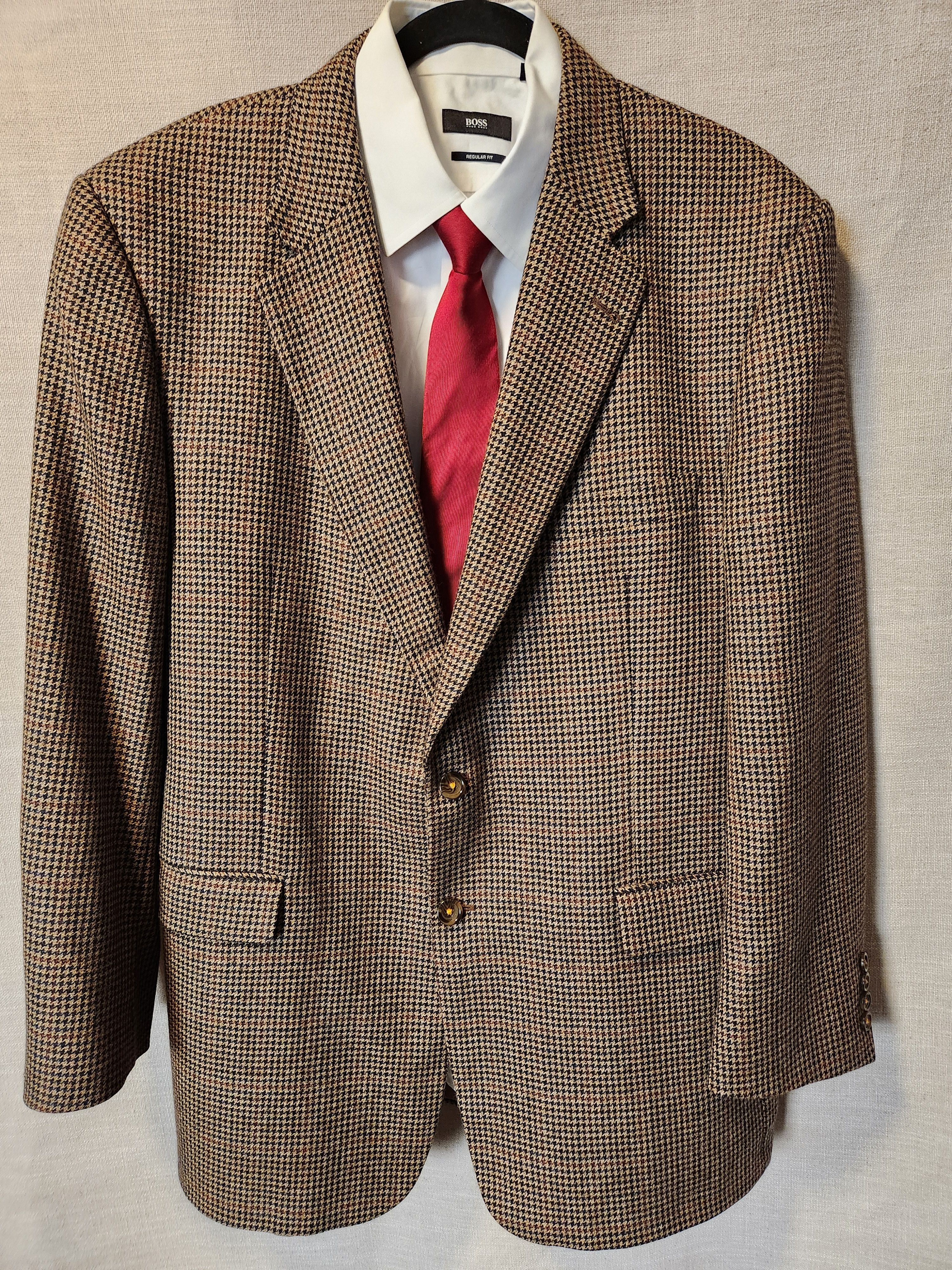 Burberry Vintage 90's Men's 100% Wool Houndstooth Blazer Size 46L - 1 Thumbnail