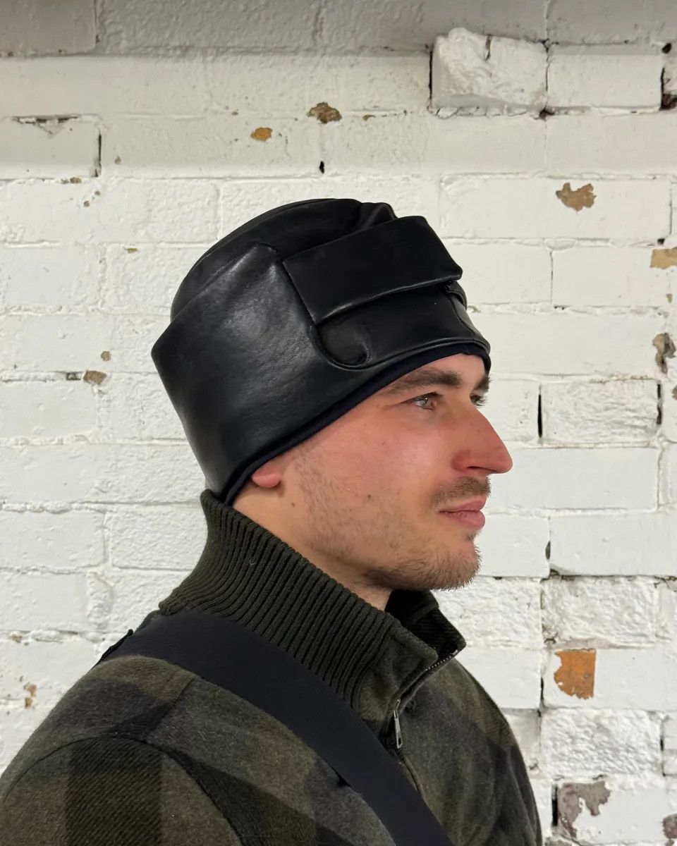 Prada 2000s Prada Black Leather Structured Hat Size ONE SIZE - 3 Thumbnail