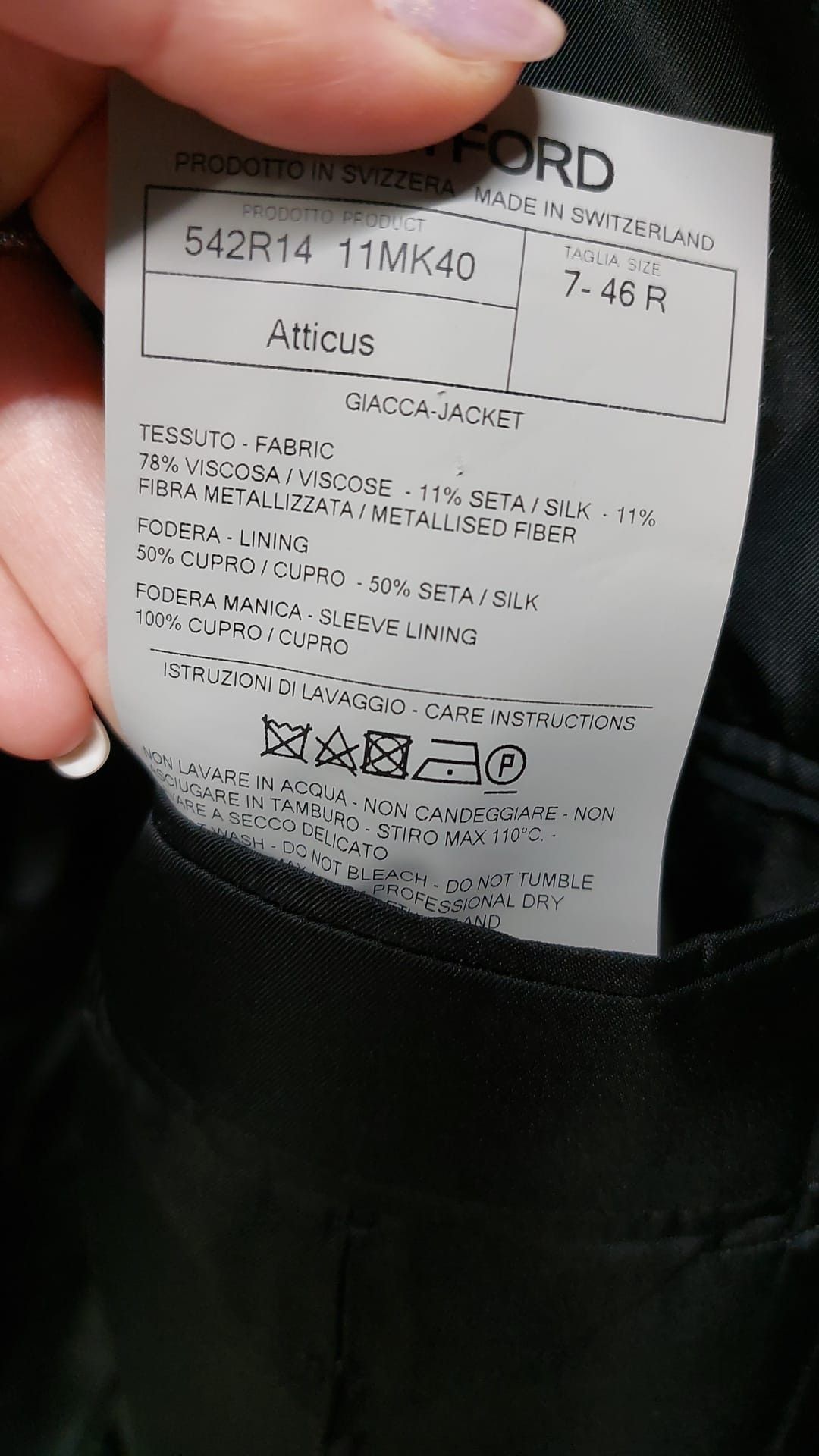 Tom Ford o1loc1c0824 11MK40SZ Atticus Jacket in Black Grey Size US S / EU 44-46 / 1 - 3 Thumbnail