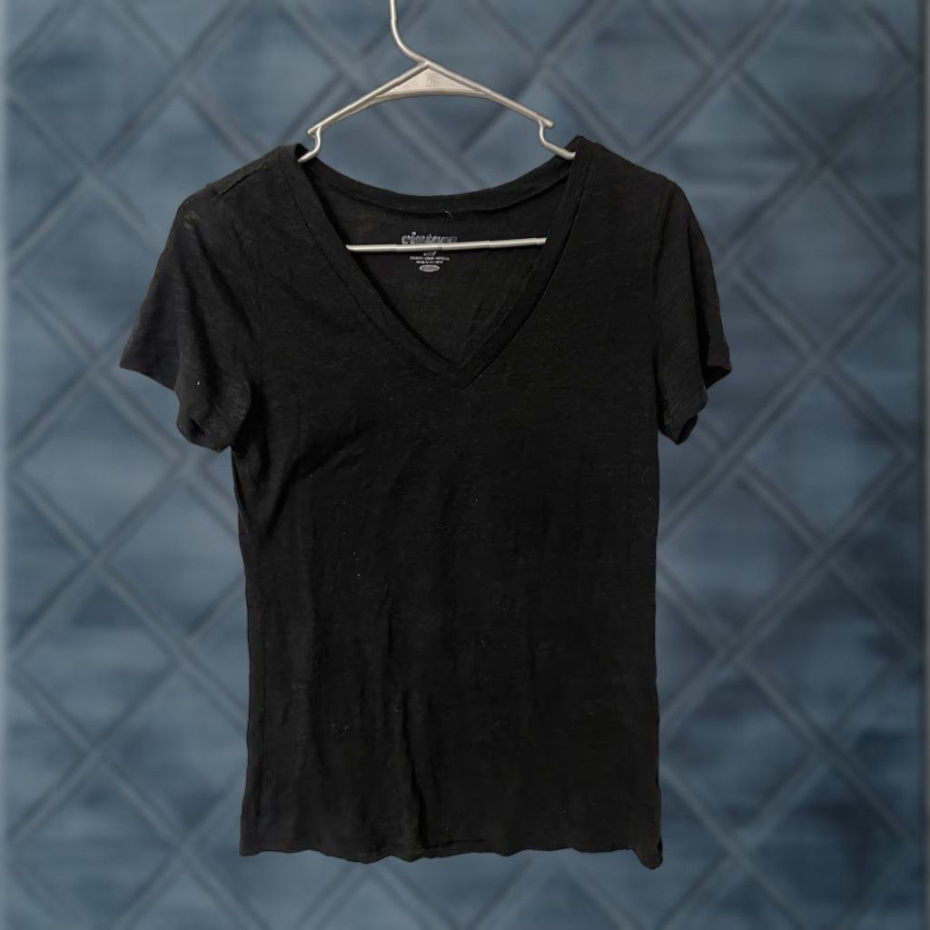 Old Navy Old Navy T-Shirt Short Sleeve V-Neck Black 100% Cotton Slim Regular Women S Small Vintage No N/A Size S / US 4 / IT 40 - 1 Thumbnail