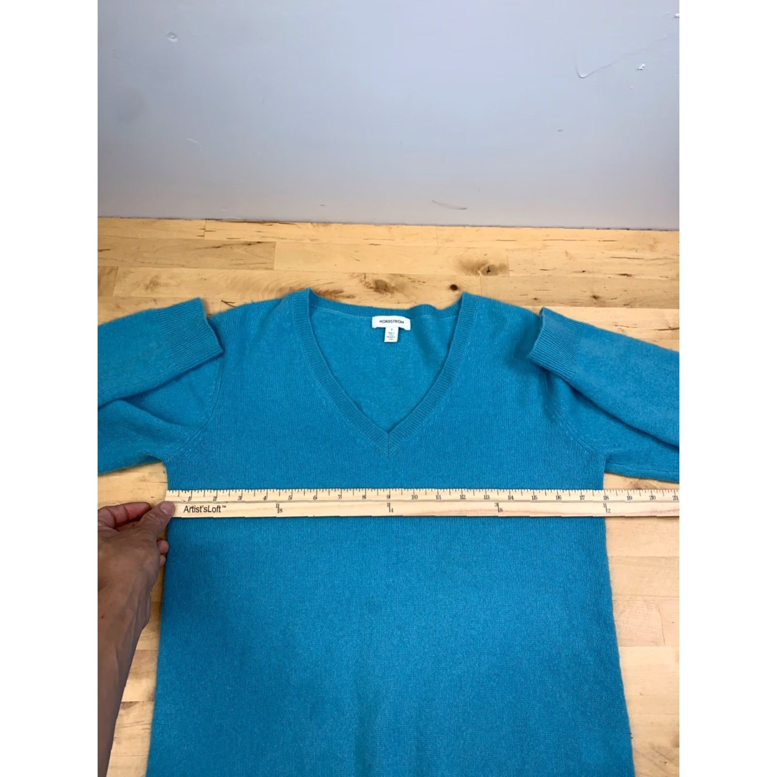 Nordstrom Nordstrom Casmere Sweater Womens Teal S Pullover V Neck 12204 Size S / US 4 / IT 40 - 4 Thumbnail