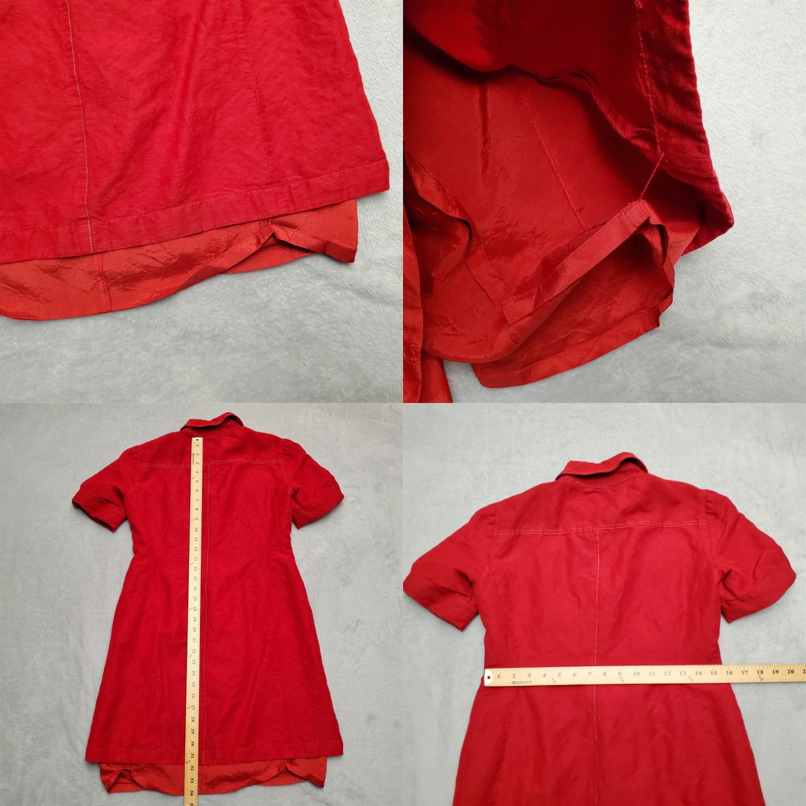 Vintage VINTAGE Tahari Top Womens 6P Red Linen Blend Short Sleeve Shirt Dress Casual Button-Up Size M / US 6-8 / IT 42-44 - 8 Thumbnail