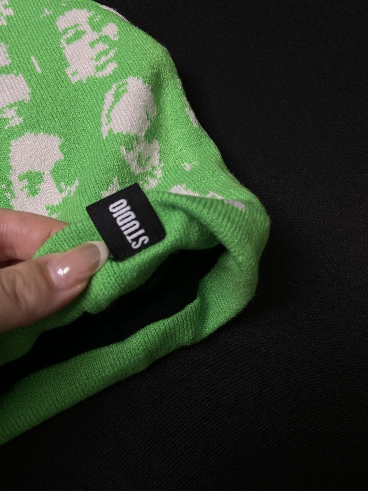 Japanese Brand Deadstock Faces Graphic No Cuff Knit Green Beanie Hats OS Size ONE SIZE - 6 Thumbnail
