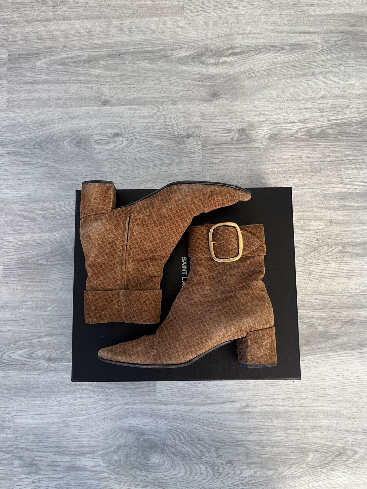 Saint Laurent Paris Saint Laurent 2019 Joplin Suede Patterned Ankle Boots Size US 7.5 / IT 37.5 - 1 Thumbnail