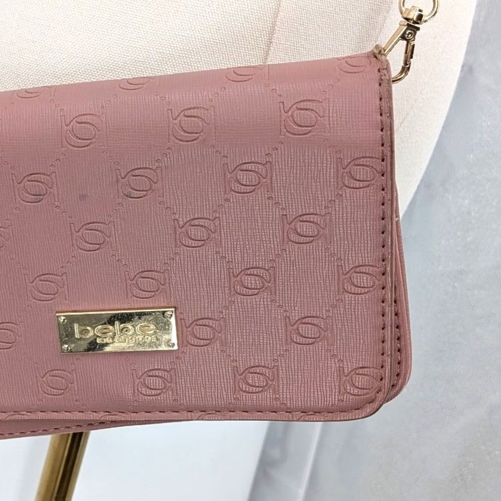 Bebe VINTAGE Bebe Crossbody Wallet Bag Blush Pink Embossed Logo Size ONE SIZE - 3 Thumbnail