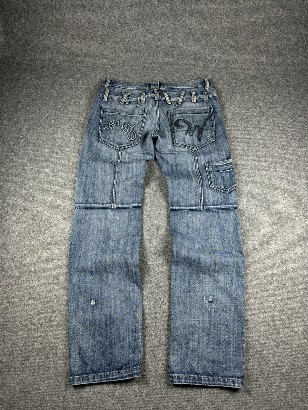 Japanese Brand Distressed denim straight fit pants Size US 34 / EU 50 - 2 Thumbnail
