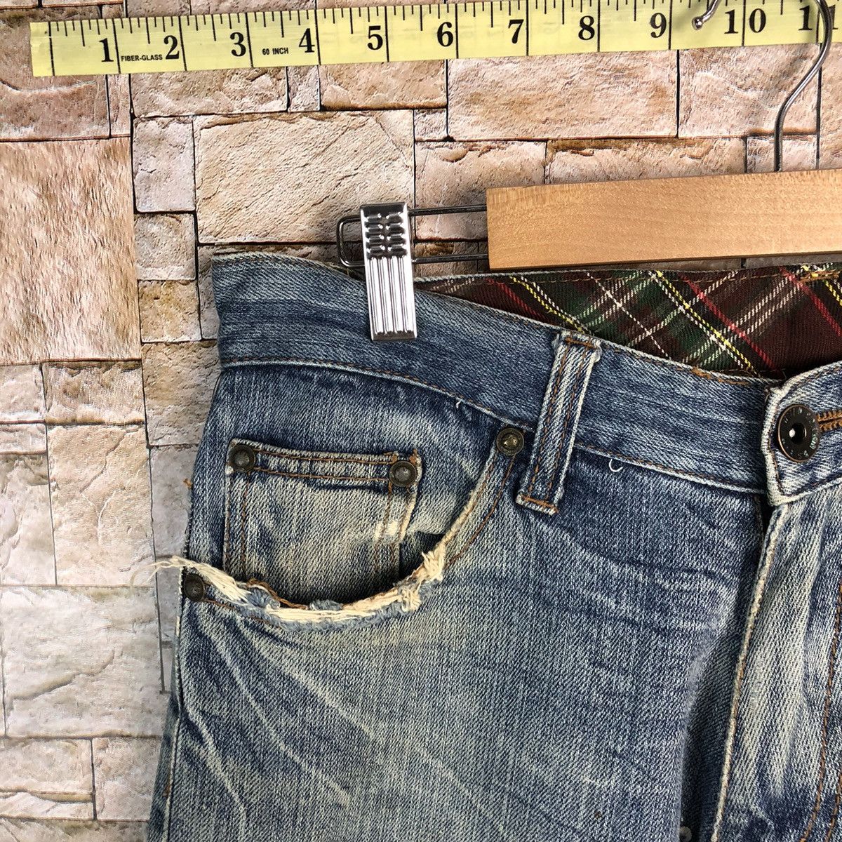 Japanese Brand One Beach Blue Distressed Denim Pants #A130 Size US 31 - 8 Thumbnail